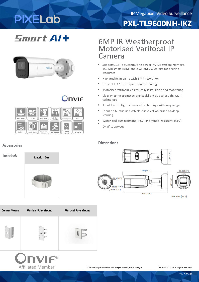 Camera chuyên dụng PIXELab PXL-TL9600NH-IKZ 6MP